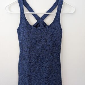 Blue Cross-Back Tank Top